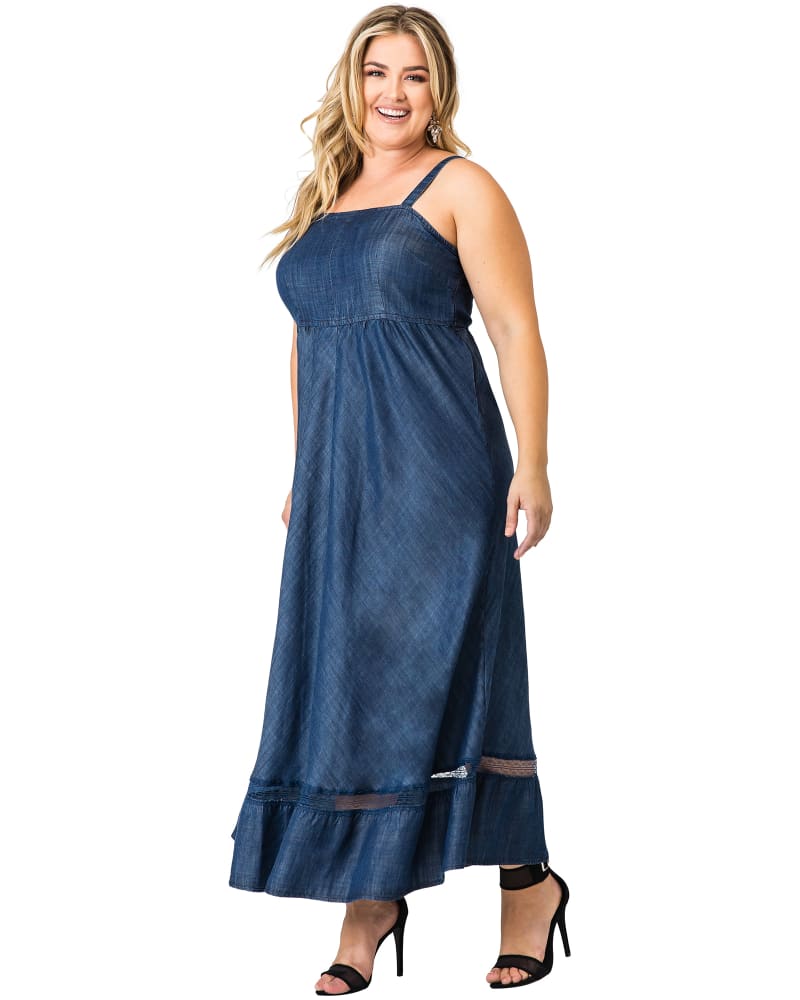 Plus size denim maxi dress clearance